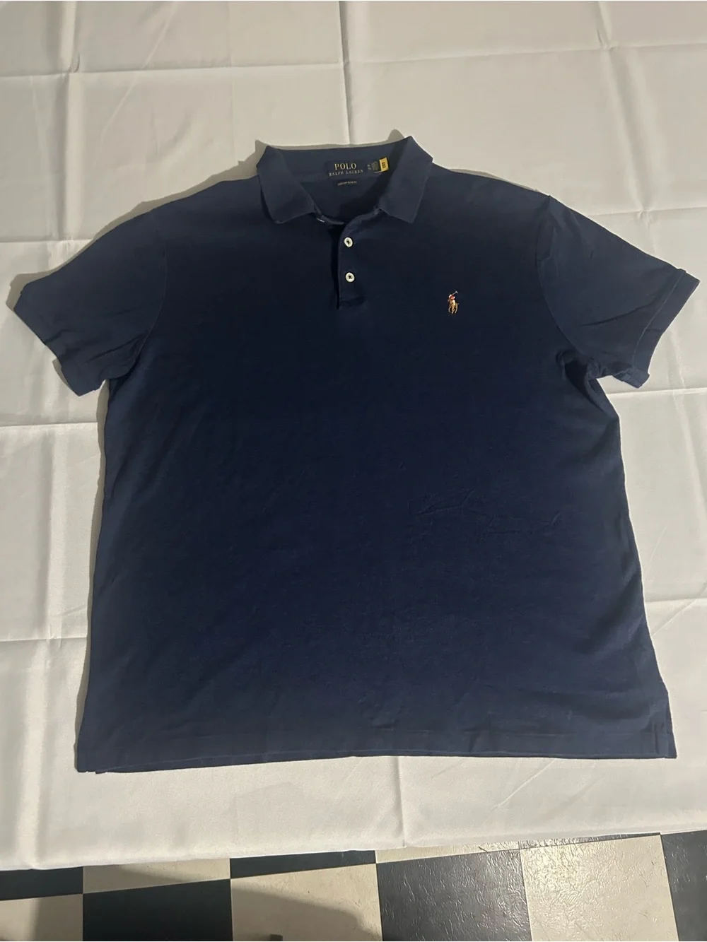 Ralph Lauren Men’s Navy Blue Polo with Embroidered Pony Super Soft